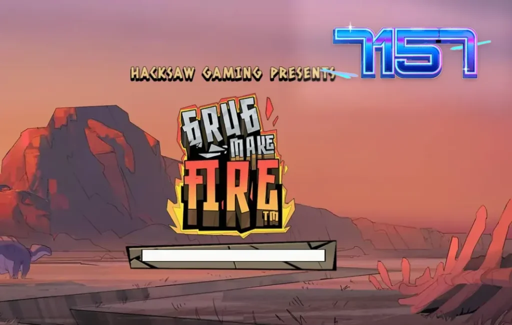 Cena do jogo Grug Make Fire com o personagem principal e elementos de fogo